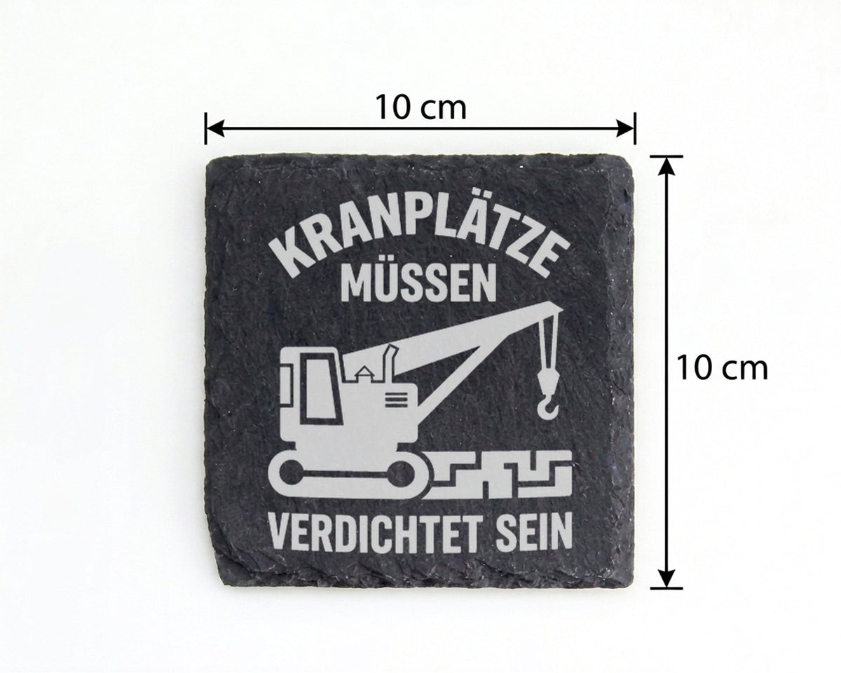 Schiefer Untersetzer Kranplätze Müssen Verdichtet Sein - Geschenk für  – Bild 4