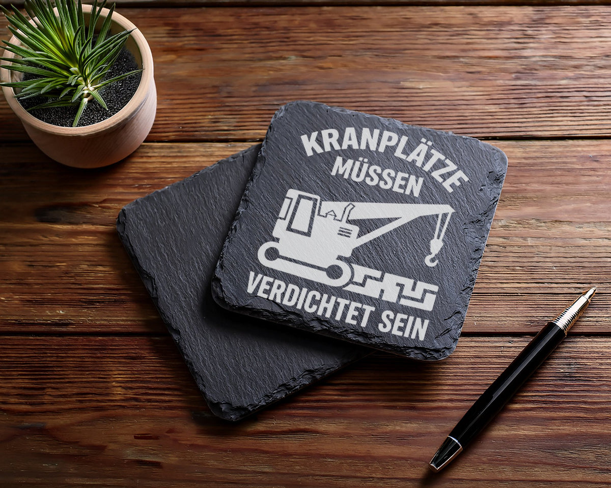 Schiefer Untersetzer Kranplätze Müssen Verdichtet Sein - Geschenk für  – Bild 5