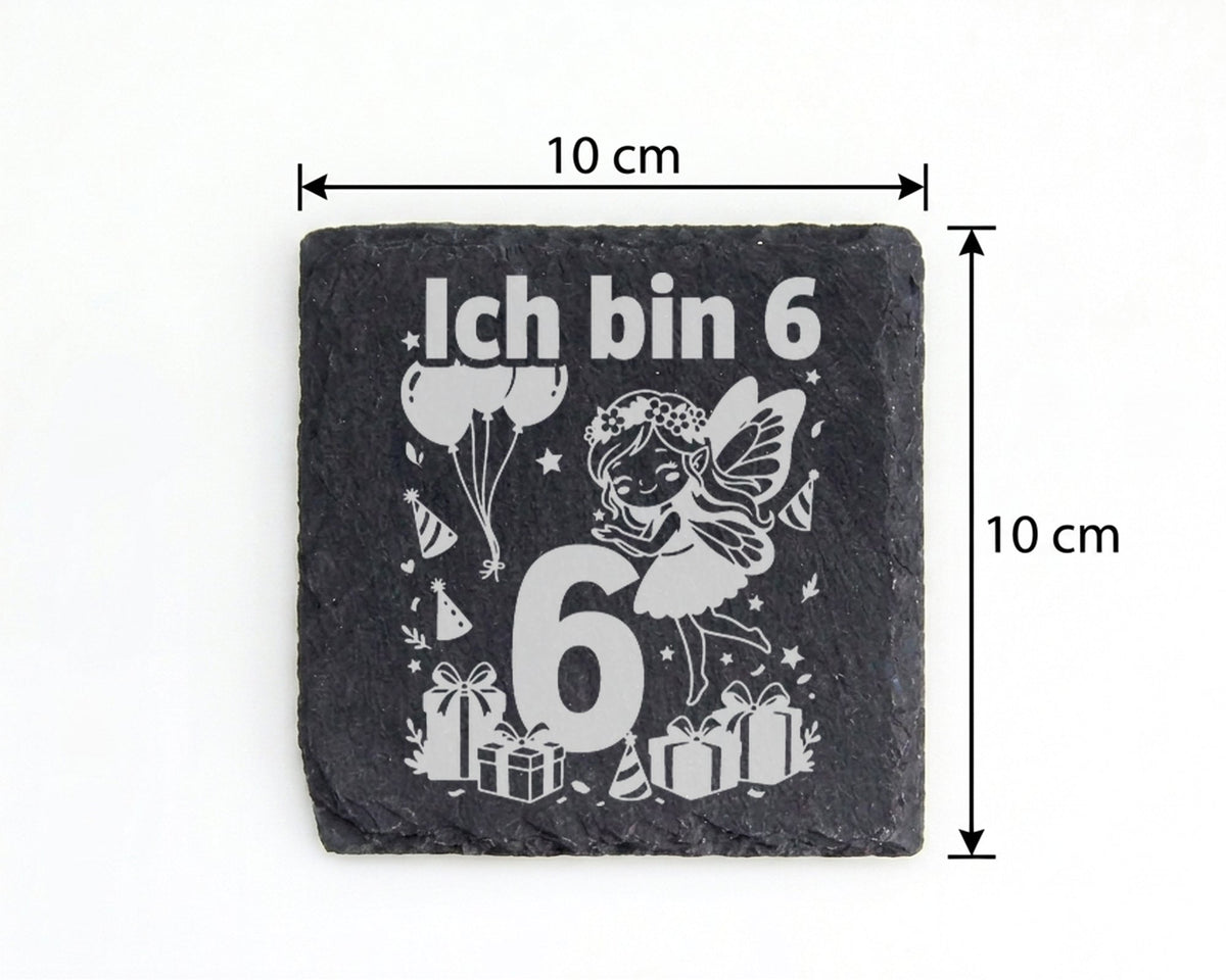 Schiefer Untersetzer Sechster Geburtstag Fee - Geschenk für Mädchen Ki – Bild 4