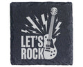 Schiefer Untersetzer E-Gitarre Lets Rock Spruch - Geschenk für Musiker – Bild 1
