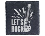 Schiefer Untersetzer E-Gitarre Lets Rock Spruch - Geschenk für Musiker – Bild 1