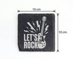 Schiefer Untersetzer E-Gitarre Lets Rock Spruch - Geschenk für Musiker – Bild 4