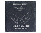 Schieferuntersetzer personalisiert Hand in Hand Geschenk für Hochzeit  – Bild 1