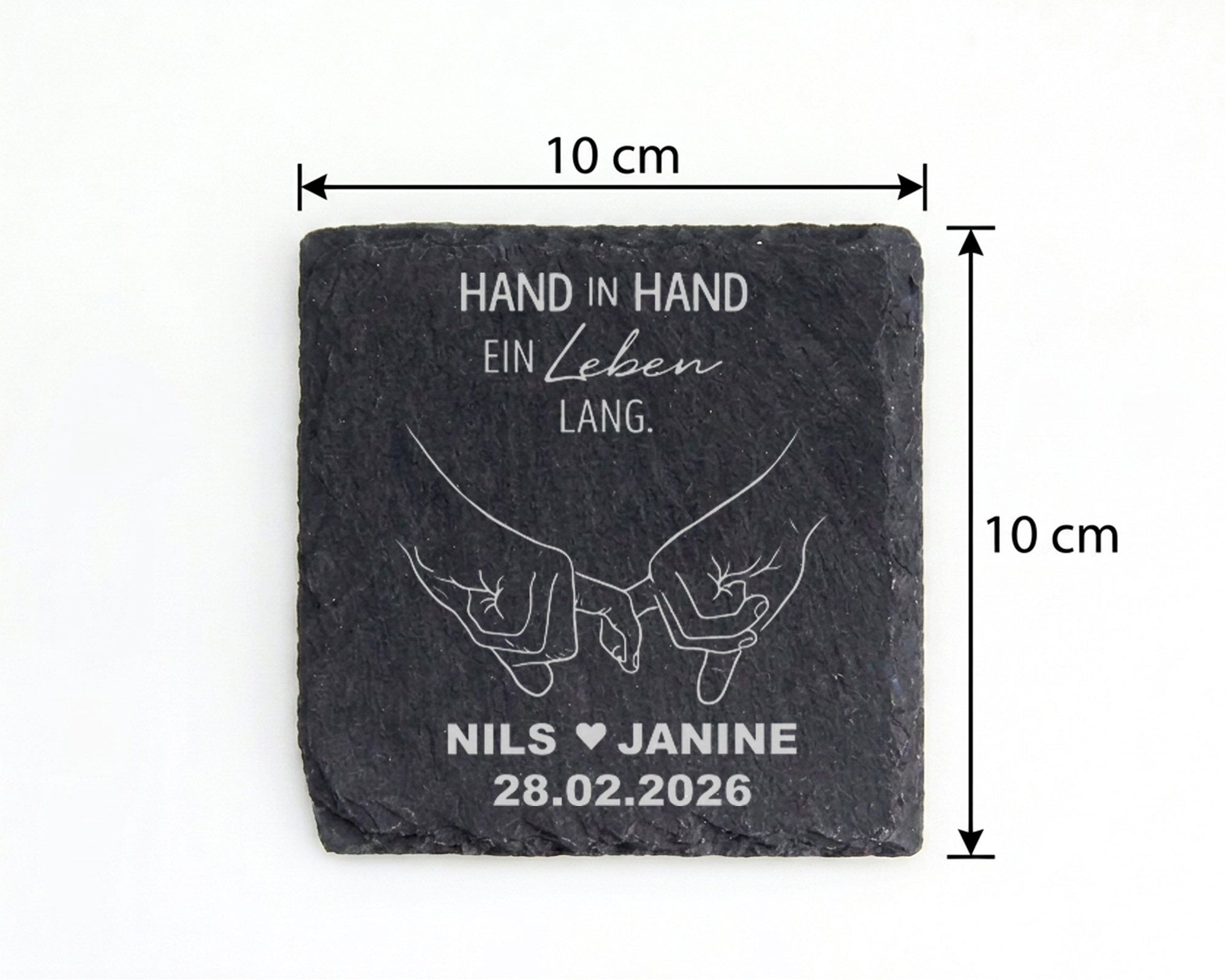 Schieferuntersetzer personalisiert Hand in Hand Geschenk für Hochzeit  – Bild 4