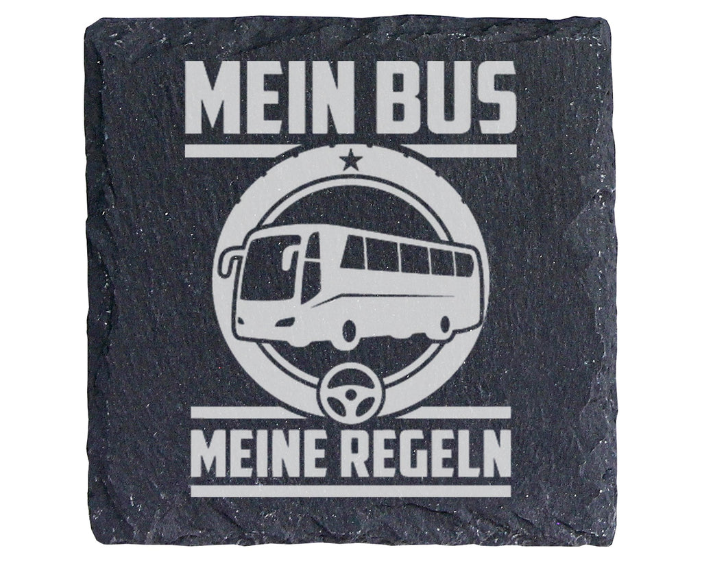 Schiefer Untersetzer Mein Bus Meine Regeln - Geschenk für Busfahrer -  – Bild 1