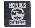 Schiefer Untersetzer Mein Bus Meine Regeln - Geschenk für Busfahrer -  – Bild 1