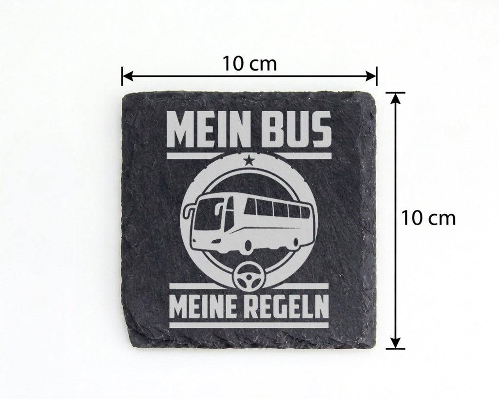 Schiefer Untersetzer Mein Bus Meine Regeln - Geschenk für Busfahrer -  – Bild 4