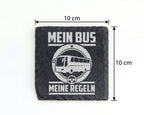 Schiefer Untersetzer Mein Bus Meine Regeln - Geschenk für Busfahrer -  – Bild 4