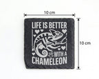 Schiefer Untersetzer Chamäleon Life Is Better Spruch - Geschenk Fuer R – Bild 4