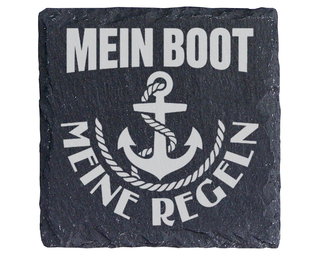 Schiefer Untersetzer Anker Mein Boot Regeln - Geschenk Für Kapitän Seg – Bild 1
