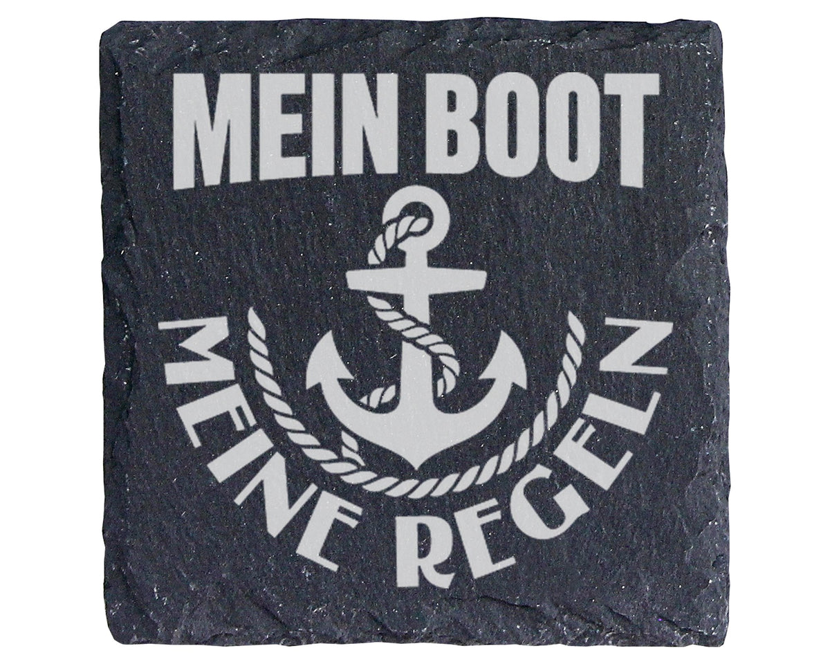 Schiefer Untersetzer Anker Mein Boot Regeln - Geschenk Für Kapitän Seg – Bild 1