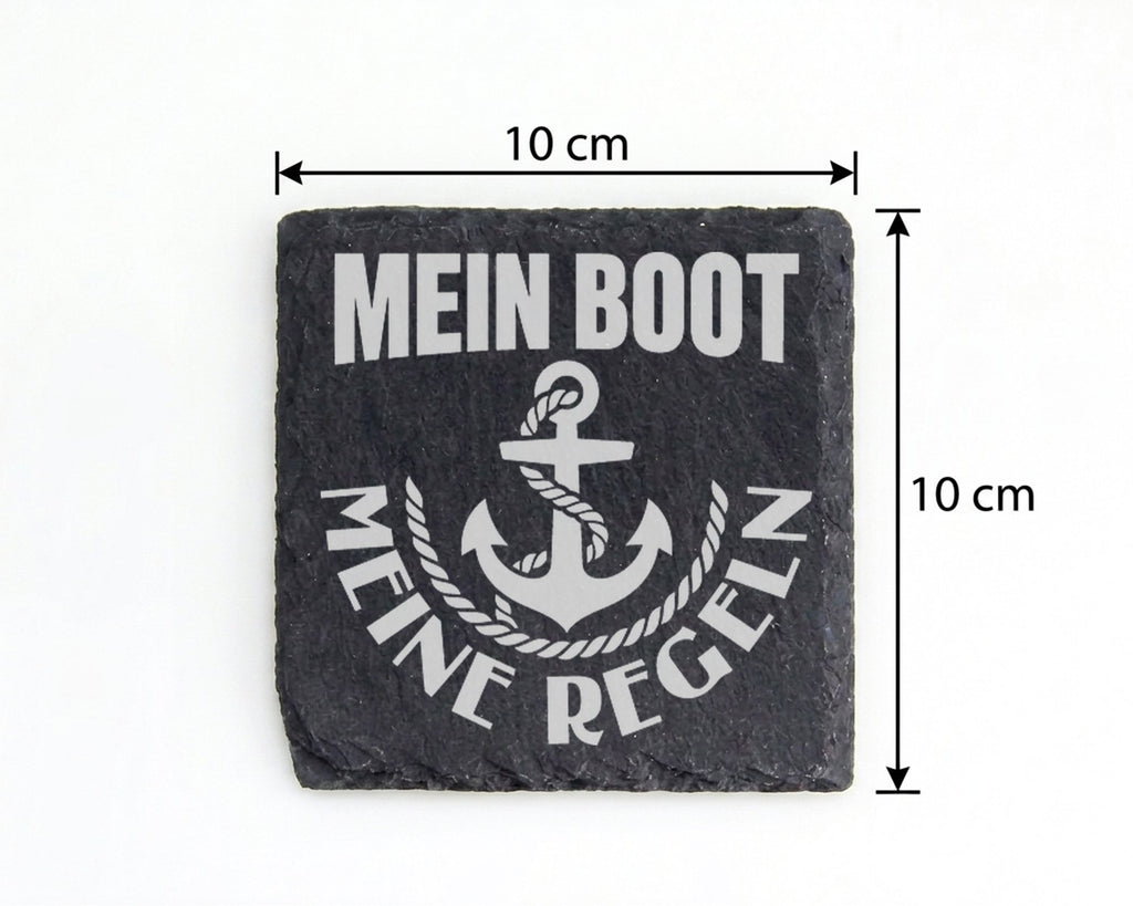 Schiefer Untersetzer Anker Mein Boot Regeln - Geschenk Für Kapitän Seg – Bild 4