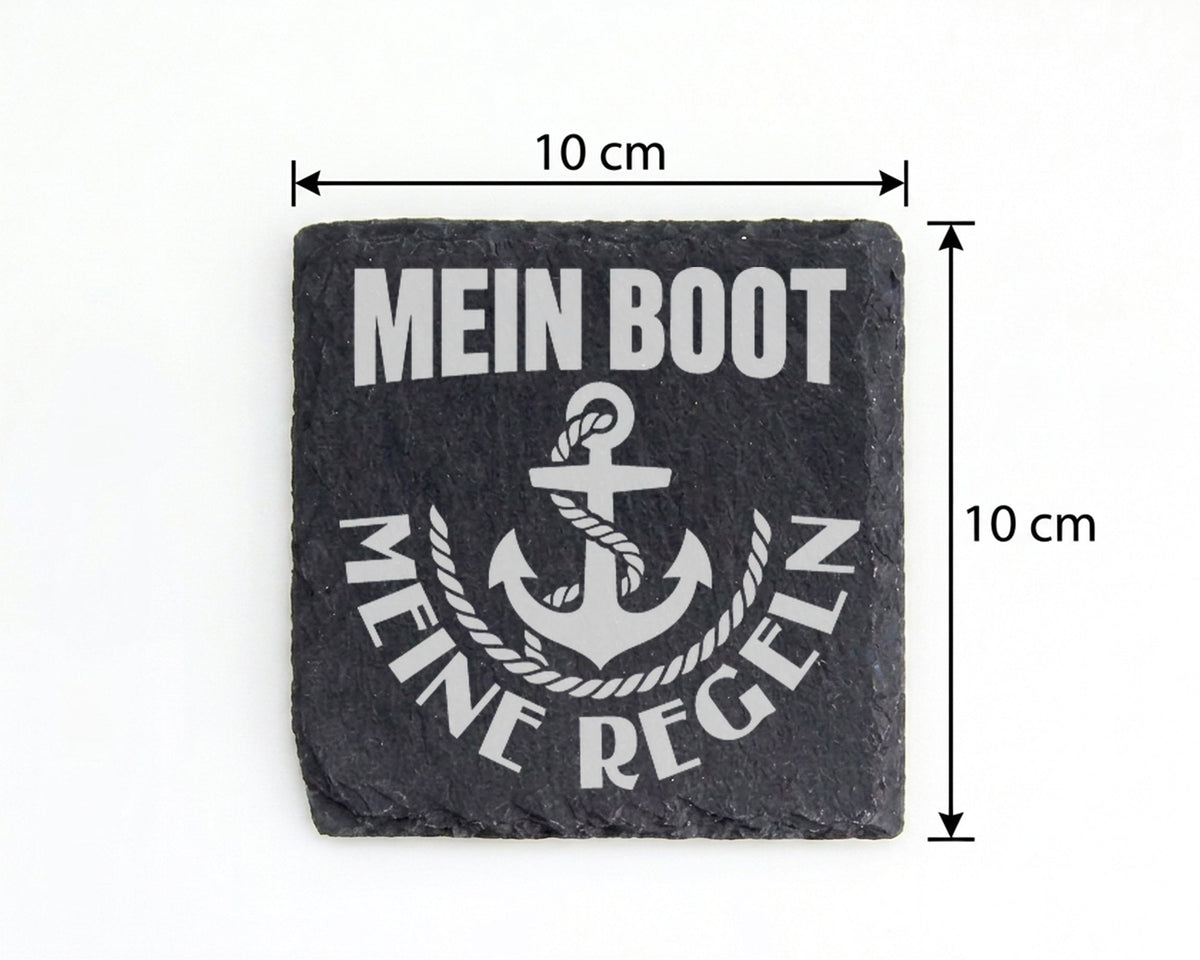 Schiefer Untersetzer Anker Mein Boot Regeln - Geschenk Für Kapitän Seg – Bild 4