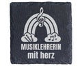 Schiefer Untersetzer Musiklehrerin mit Herz Regenbogen - Geschenk für  – Bild 1