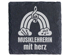 Schiefer Untersetzer Musiklehrerin mit Herz Regenbogen - Geschenk für  – Bild 1