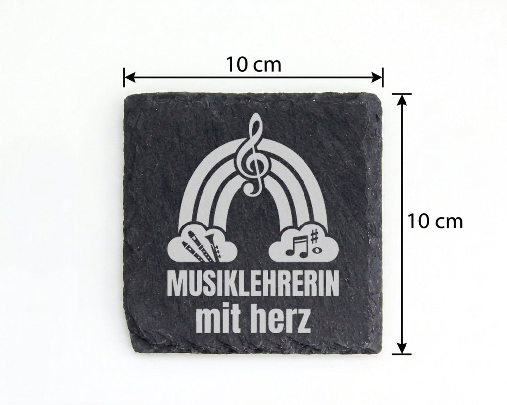 Schiefer Untersetzer Musiklehrerin mit Herz Regenbogen - Geschenk für  – Bild 4