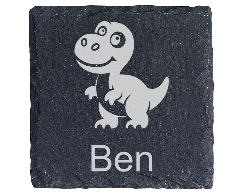 Schiefer Untersetzer Süßer Dino Personalisiert Mit Wunschname - Gesche – Bild 1