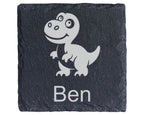 Schiefer Untersetzer Süßer Dino Personalisiert Mit Wunschname - Gesche – Bild 1