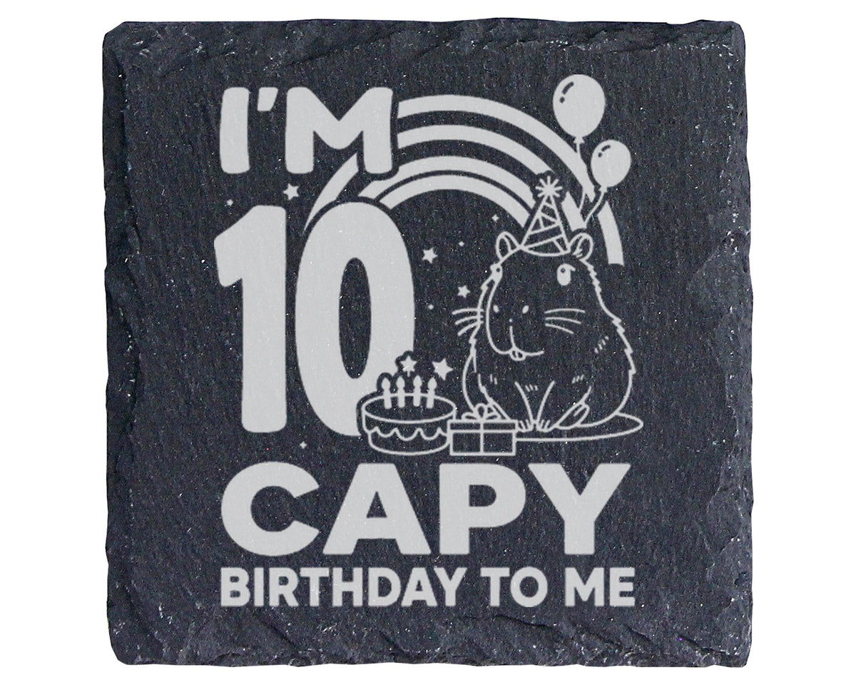 Schiefer Untersetzer Capybara Ich Bin 10 Geburtstag Capy Birthday - Ge – Bild 1