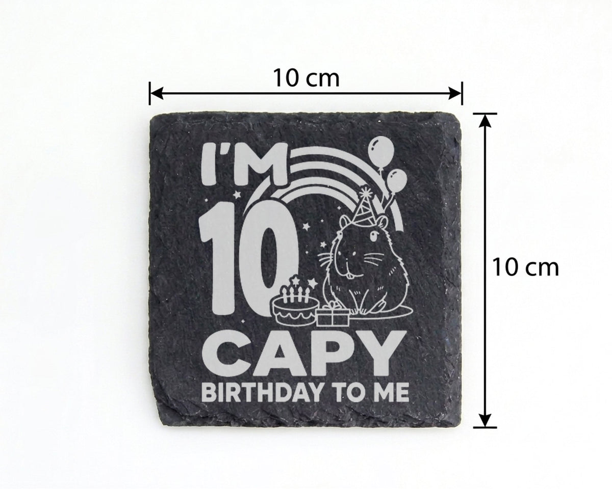 Schiefer Untersetzer Capybara Ich Bin 10 Geburtstag Capy Birthday - Ge – Bild 4
