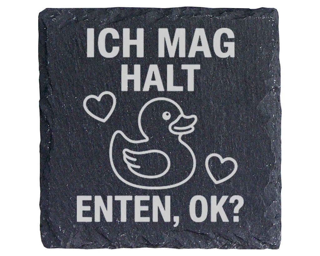 Schiefer Untersetzer Gummiente Ich Mag Halt Enten Ok - Geschenk Für Ti – Bild 1