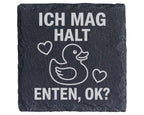 Schiefer Untersetzer Gummiente Ich Mag Halt Enten Ok - Geschenk Für Ti – Bild 1