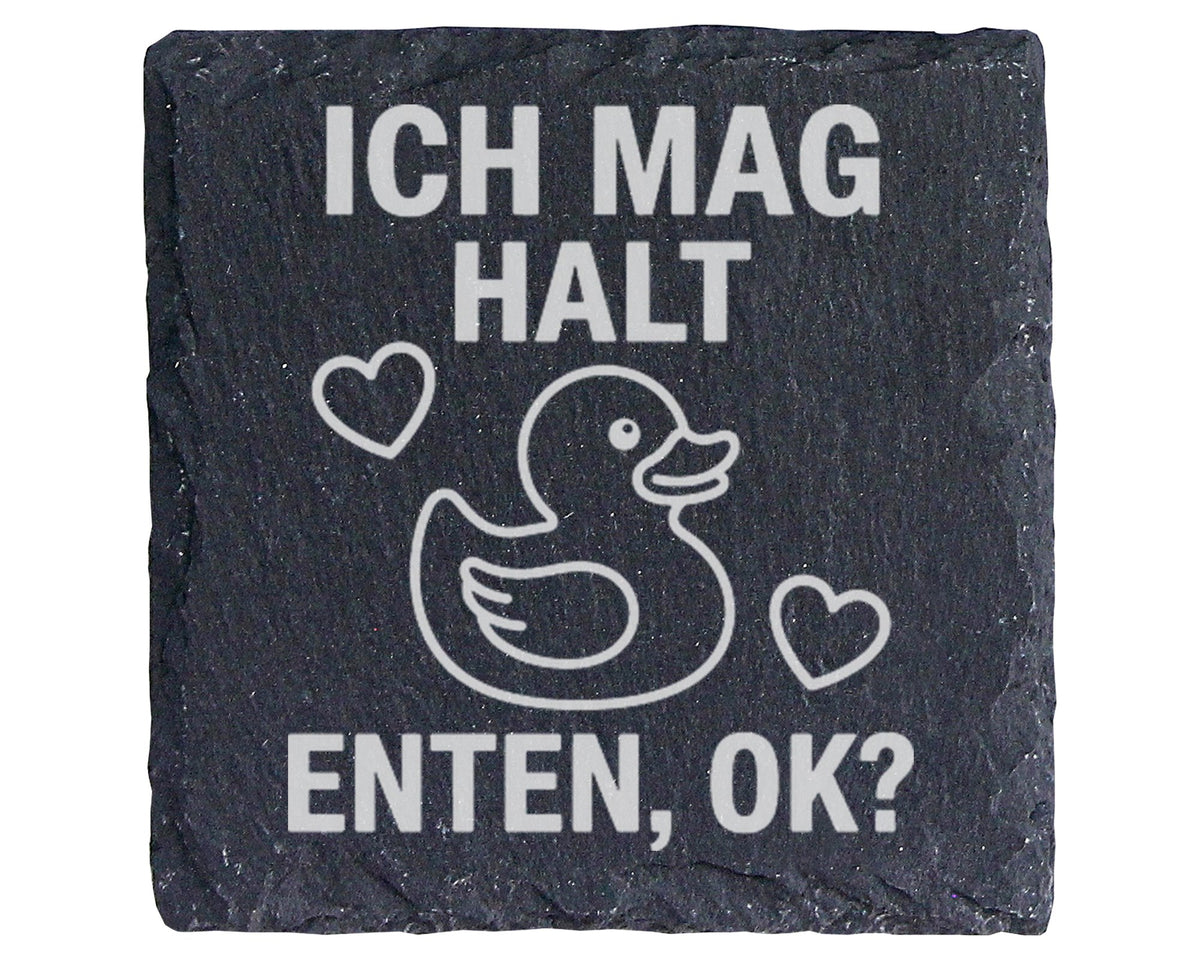 Schiefer Untersetzer Gummiente Ich Mag Halt Enten Ok - Geschenk Für Ti – Bild 1