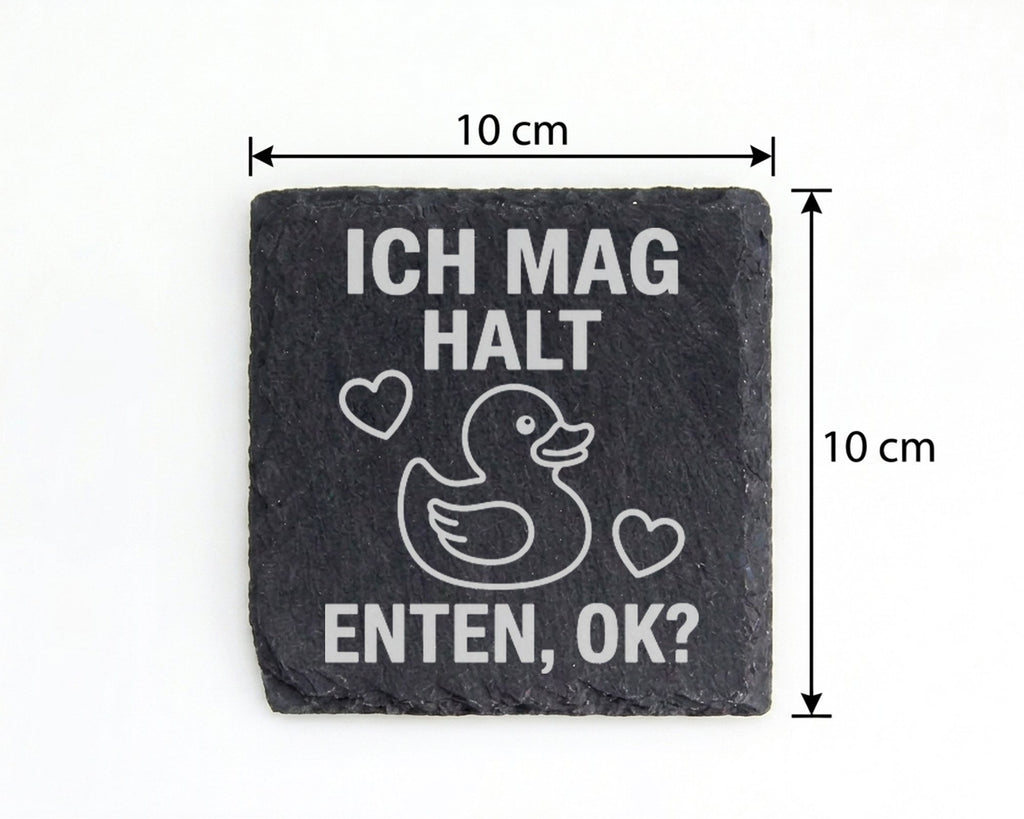 Schiefer Untersetzer Gummiente Ich Mag Halt Enten Ok - Geschenk Für Ti – Bild 4