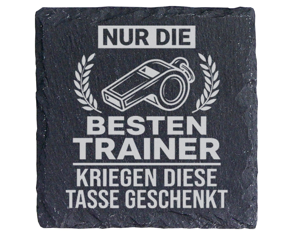 Schiefer Untersetzer Beste Trainer Spruch Mit Trillerpfeife - Geschenk – Bild 1