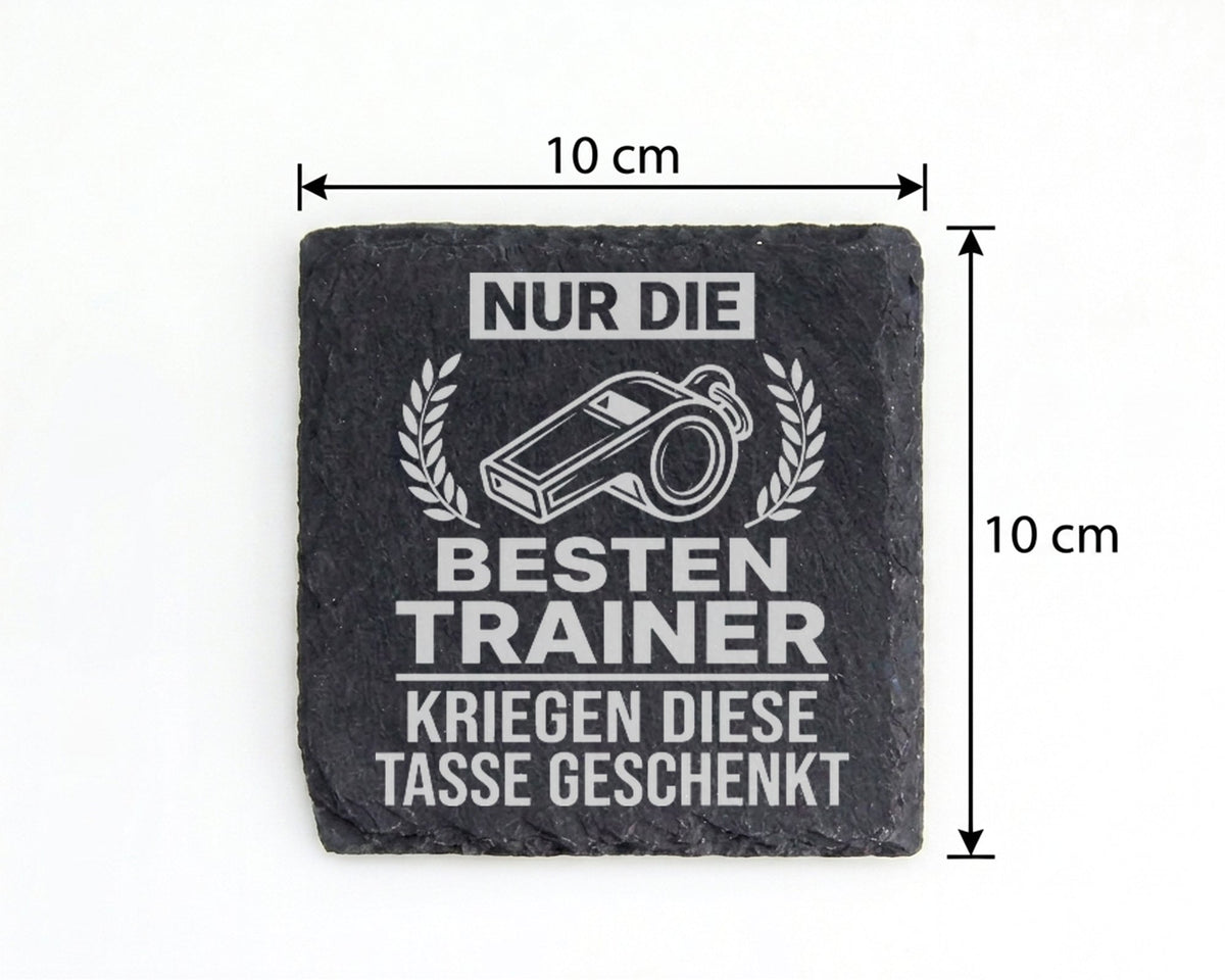 Schiefer Untersetzer Beste Trainer Spruch Mit Trillerpfeife - Geschenk – Bild 4