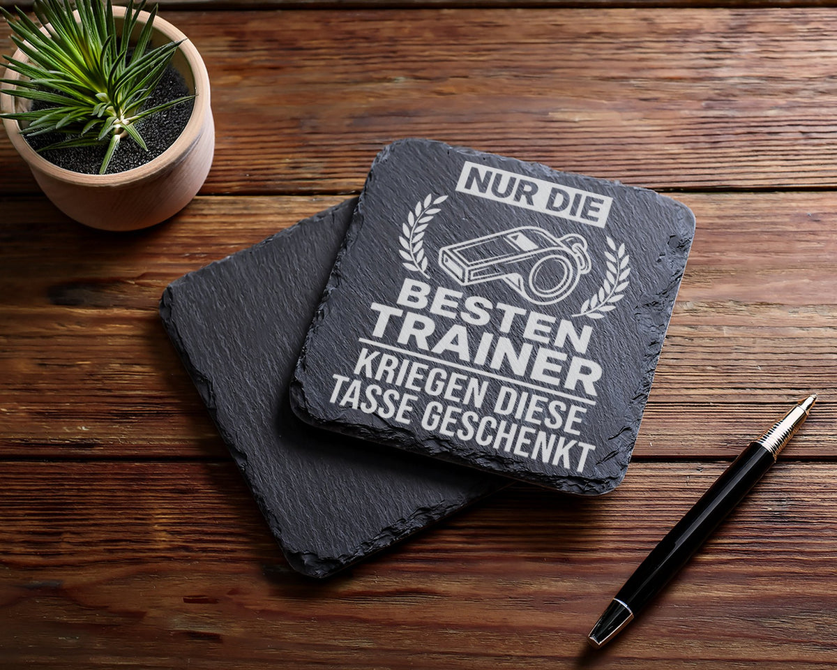 Schiefer Untersetzer Beste Trainer Spruch Mit Trillerpfeife - Geschenk – Bild 5