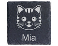 Schiefer Untersetzer Katze Personalisiert mit Wunschname - Geschenk fü – Bild 1