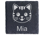 Schiefer Untersetzer Katze Personalisiert mit Wunschname - Geschenk fü – Bild 1