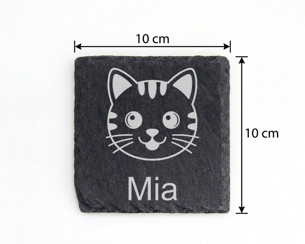 Schiefer Untersetzer Katze Personalisiert mit Wunschname - Geschenk fü – Bild 4