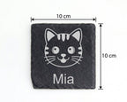 Schiefer Untersetzer Katze Personalisiert mit Wunschname - Geschenk fü – Bild 4