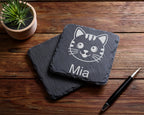Schiefer Untersetzer Katze Personalisiert mit Wunschname - Geschenk fü – Bild 5