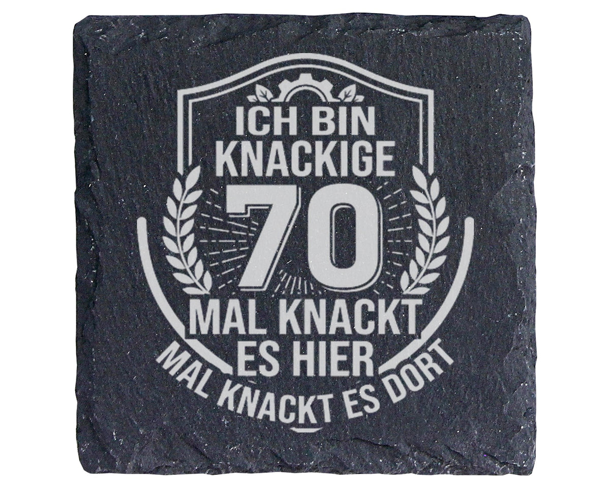 Schiefer Untersetzer 70 Geburtstag Knackige Lustiger Spruch Geschenk f – Bild 1