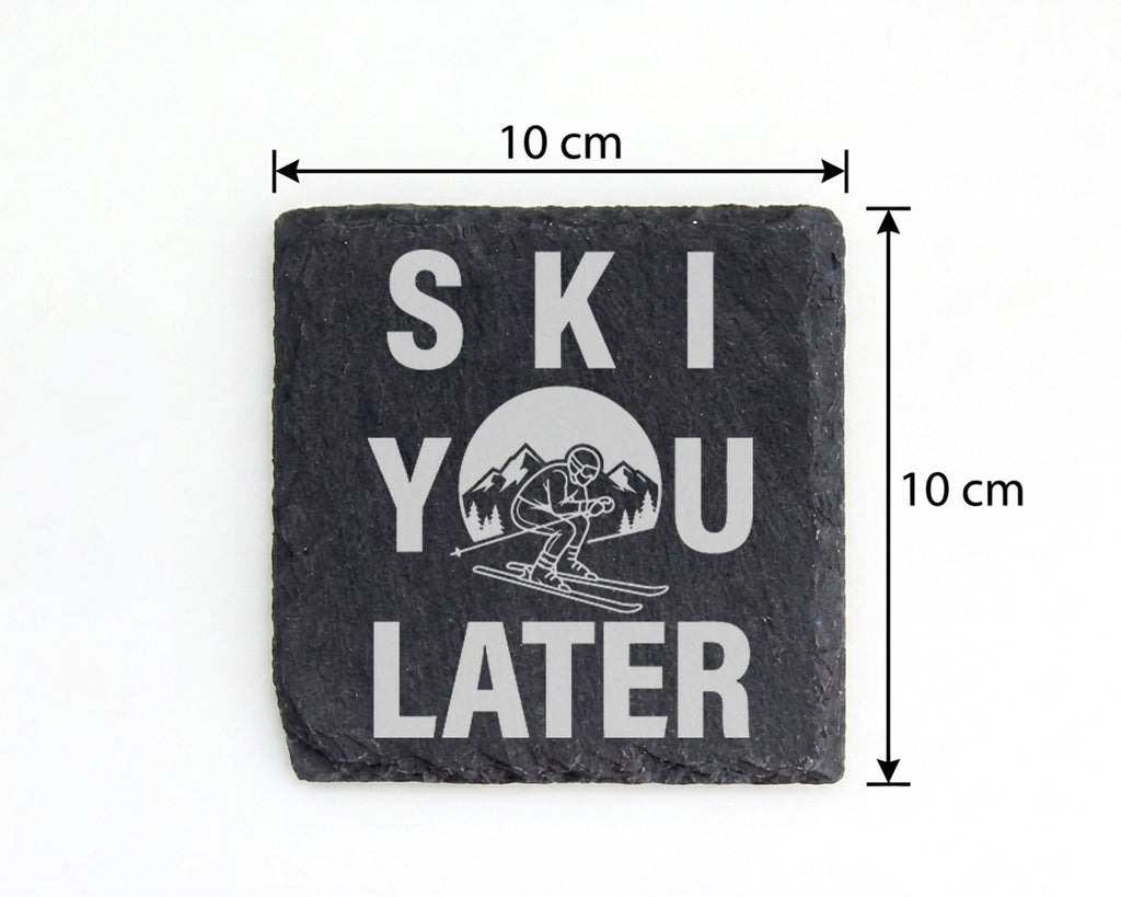 Schiefer Untersetzer Ski You Later Spruch - Lustiges Geschenk für Skif – Bild 4