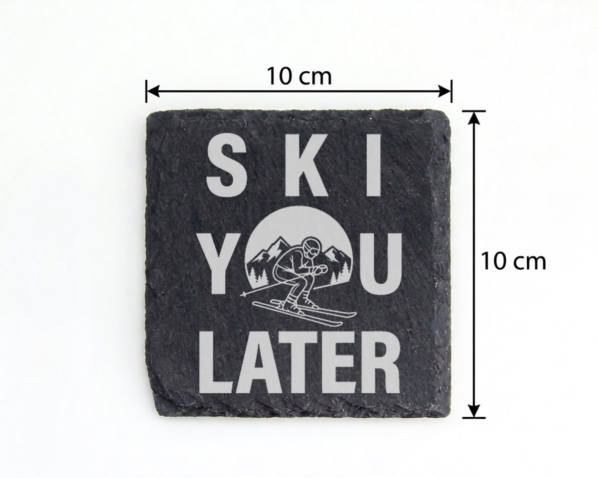 Schiefer Untersetzer Ski You Later Spruch - Lustiges Geschenk für Skif – Bild 4