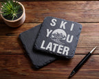 Schiefer Untersetzer Ski You Later Spruch - Lustiges Geschenk für Skif – Bild 5