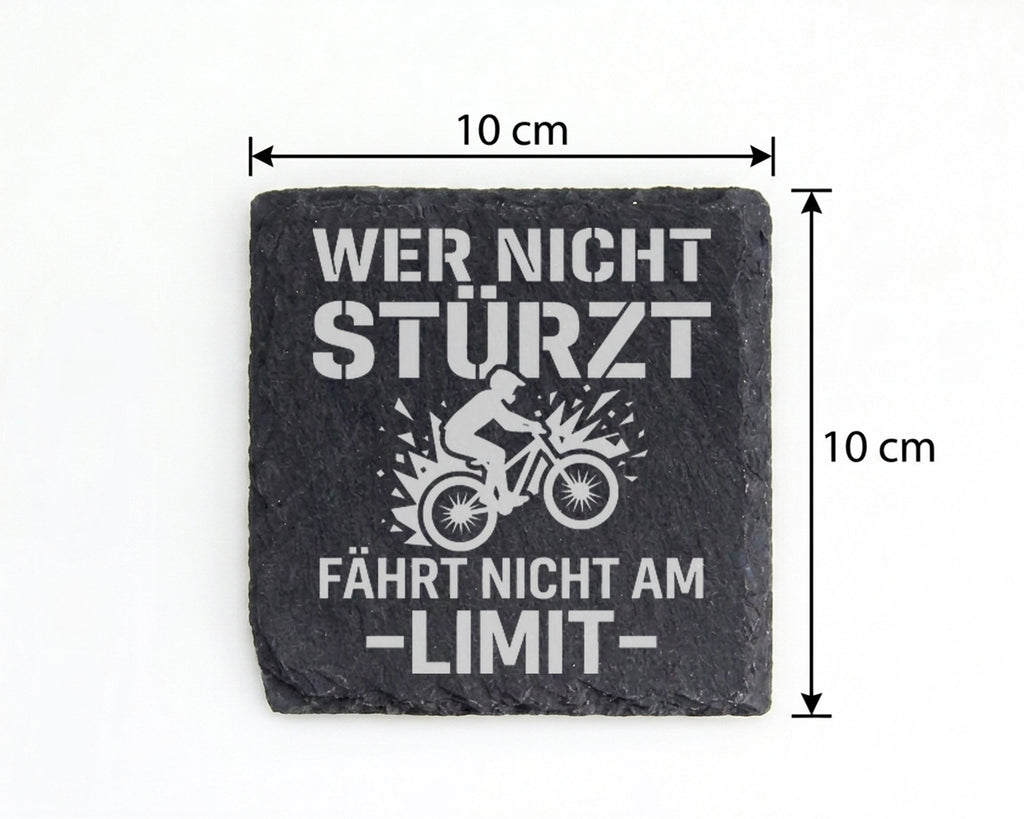 Schiefer Untersetzer Mountainbike Wer Nicht Stürzt Fährt Am Limit - Ge – Bild 4