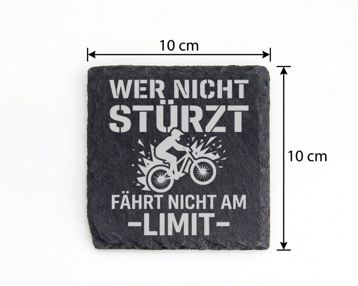 Schiefer Untersetzer Mountainbike Wer Nicht Stürzt Fährt Am Limit - Ge – Bild 4