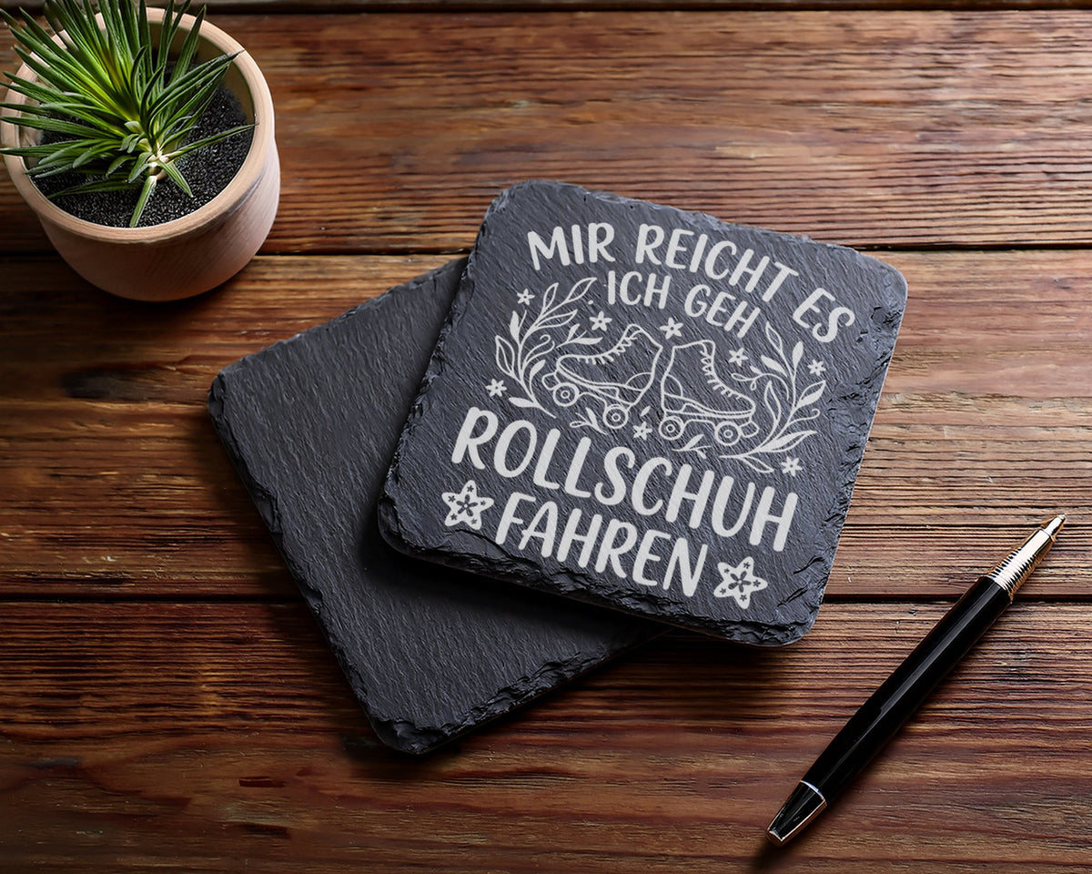 Schiefer Untersetzer Rollschuhe Mir Reicht Es Fahren Spruch - Geschenk – Bild 5