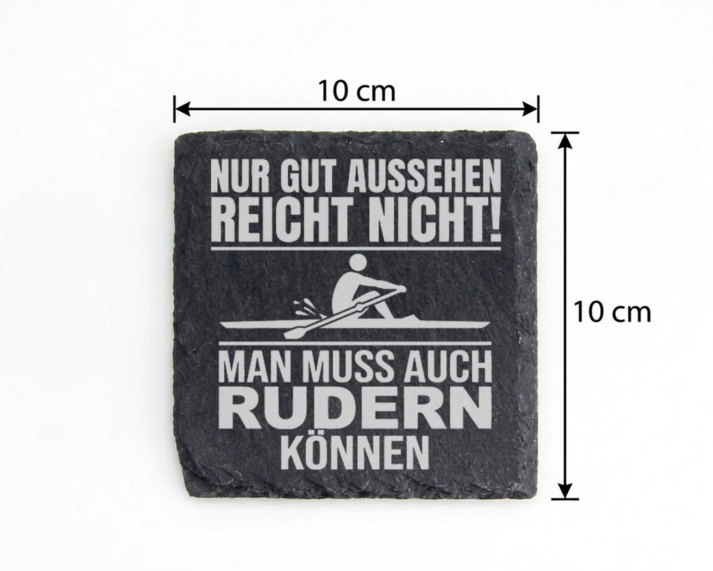 Schiefer Untersetzer Rudern Spruch Gut Aussehen Können - Geschenk Für  – Bild 4