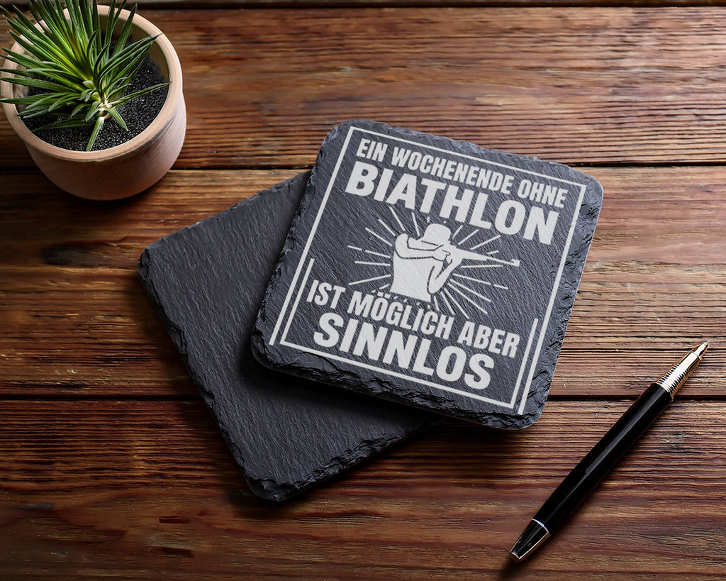 Schiefer Untersetzer Biathlon Ein Wochenende Ohne Ist Möglich Aber Sin – Bild 5