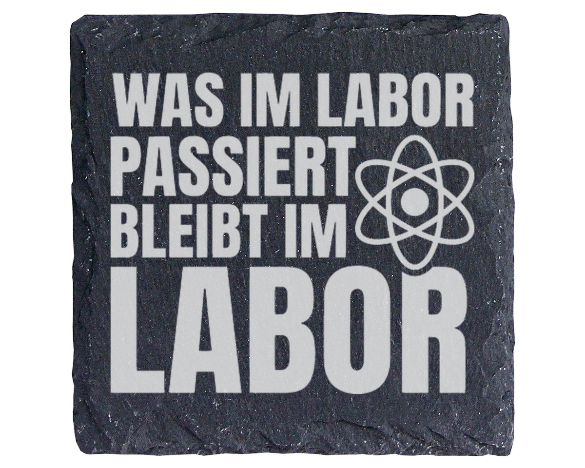 Schiefer Untersetzer Was Im Labor Passiert Bleibt - Lustiges Geschenk  – Bild 1