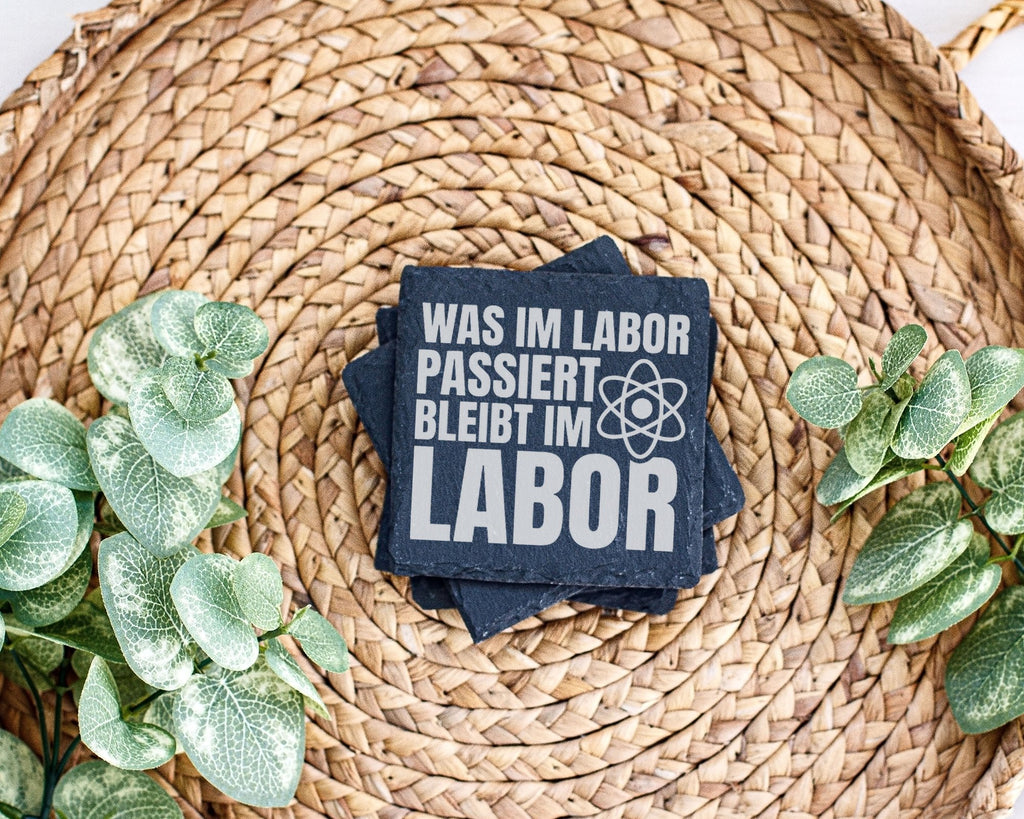 Schiefer Untersetzer Was Im Labor Passiert Bleibt - Lustiges Geschenk  – Bild 3