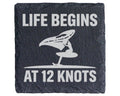 Schiefer Untersetzer Wingfoiler Life Begins At 12 Knots - Geschenk für – Bild 1