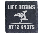 Schiefer Untersetzer Wingfoiler Life Begins At 12 Knots - Geschenk für – Bild 1