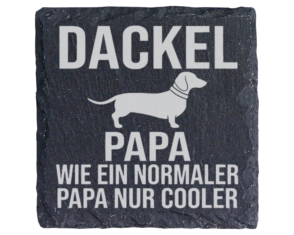 Schiefer Untersetzer Dackel Papa Wie Ein Normaler Nur Cooler - Geschen – Bild 1